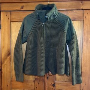 Zara Olive Green Knit Sweater with High Collar